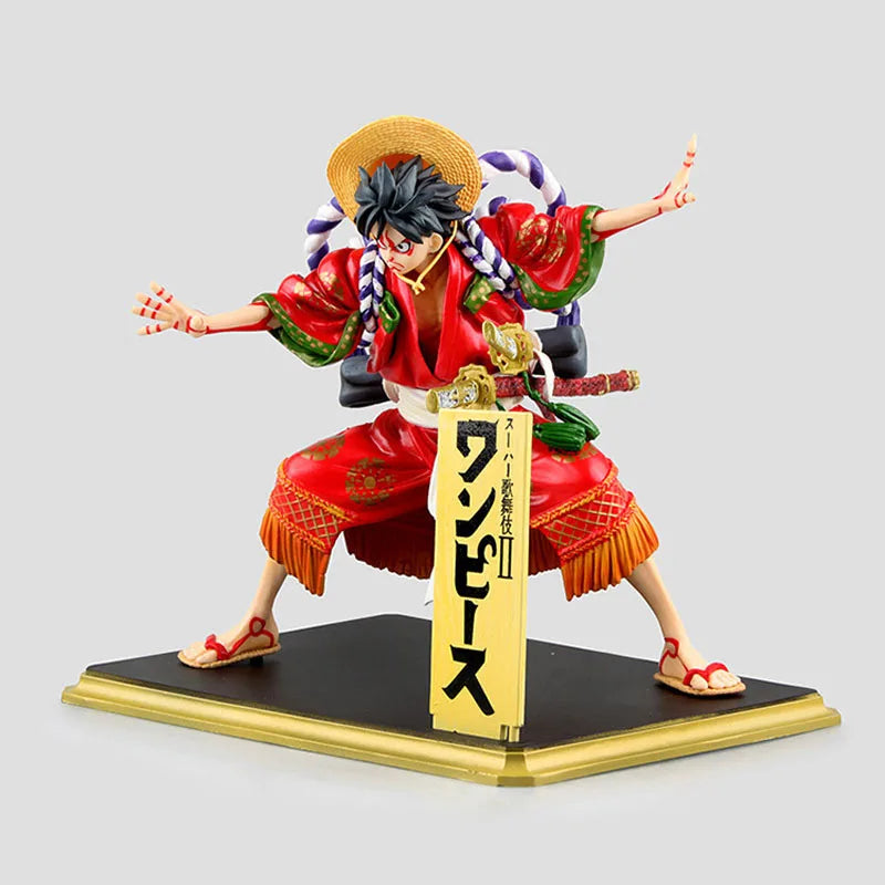 Anime One Piece Kimono Kabuki Edition Monkey D. Luffy Figuren Modell PVC Sammlung Statue Spielzeug Schreibtischdekoration Weihnachtsgeschenk