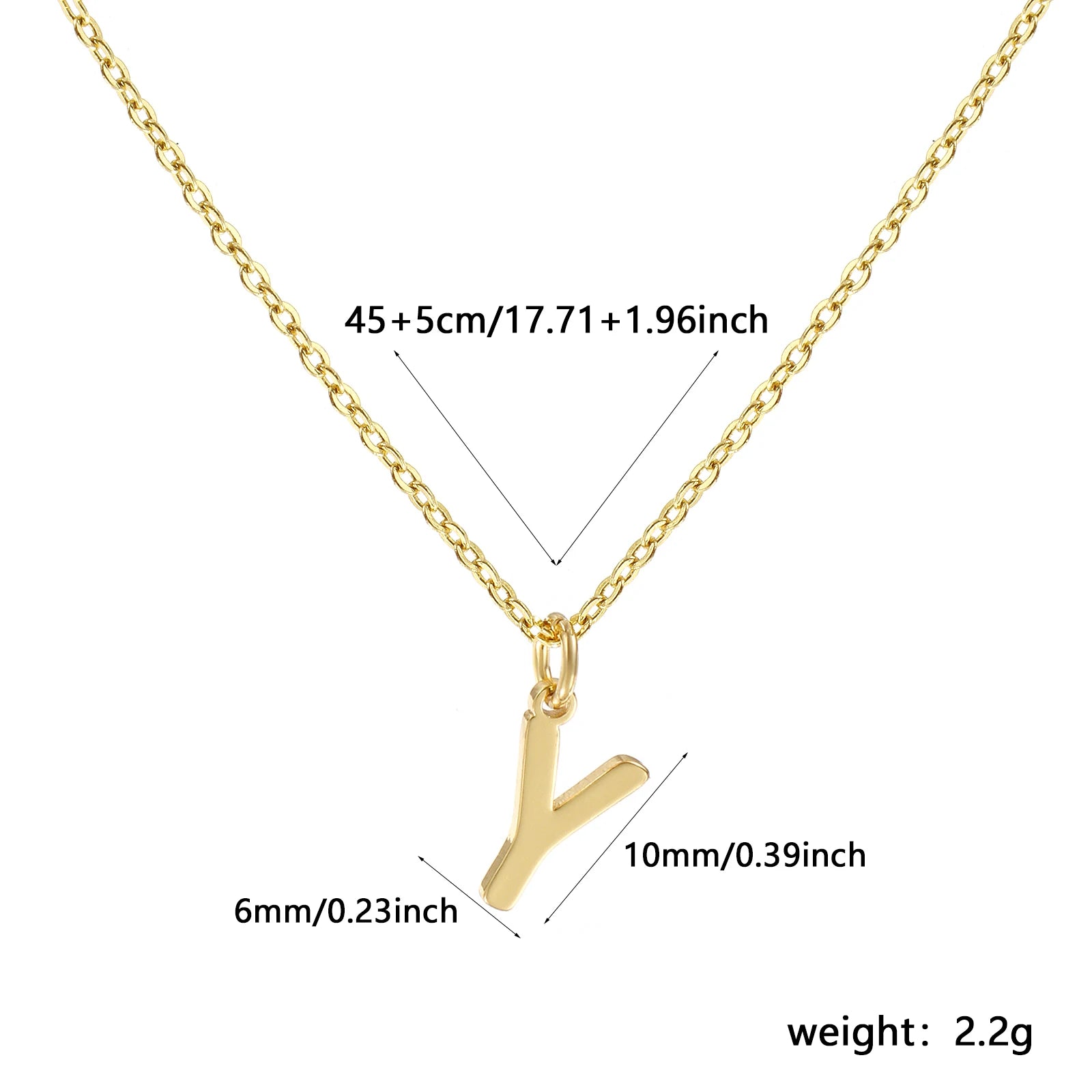 Brass " A-Z " Minimalist Capital Pendant Necklace 18K Real Gold Plated Alphabet Initial Letter Name Jewelry For Women Gift