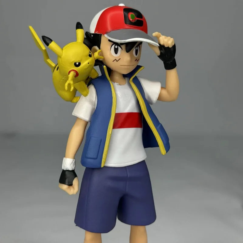 18CM Pikachu PVC Statue - Ash's Pikachu Figure, Anime Collectible Model, Desktop Decor, Gift Box Packaging, Birthday Gift