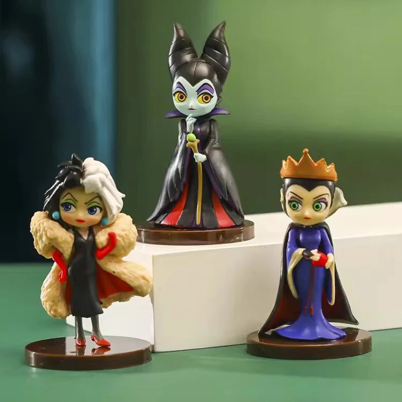 3pcs/Set Disney Q posket Petit Villains Descendants 2 Maleficent Cruella de Vil Queen 8cm Action Figure Model Toys for kids gift