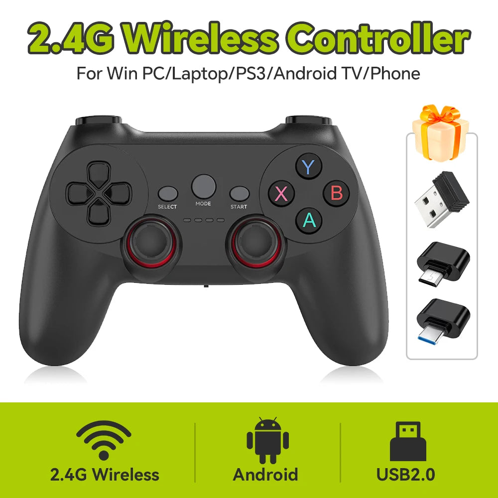 2.4G Wireless Controller for Windows PC/Laptop/PS3/Android TV/Phone/Game Consoles Precise Joystick USB 2.0 Plug and Play No Lag