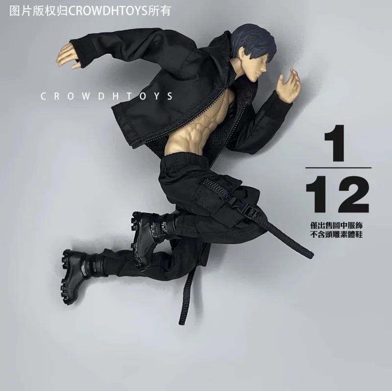 In Stock 1/12 Scale Black Assault Suit Work Pants Set Fit 6inch CROWDHTOYS VTOYS Action Figure Model Toys
