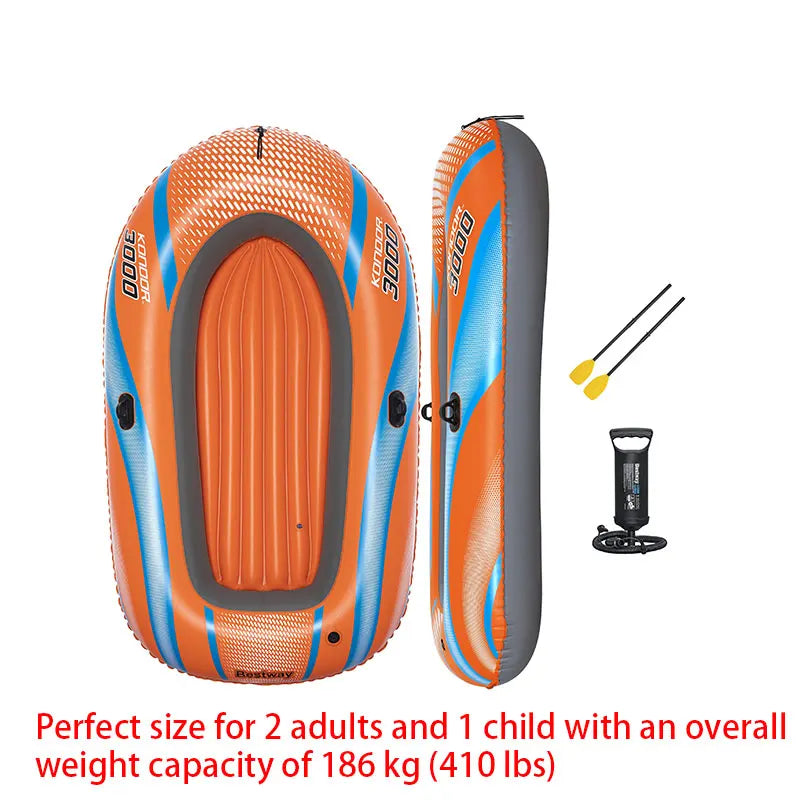 Bestway 61136/61140/61142/61146 1-3 Person Heavy Duty Inflatable Kayak - Long Lasting PVC Rafting Adventure Boat for Thrilling