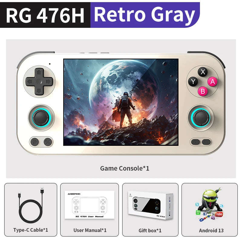 ANBERNIC RG 476H Handheld Game Console 4.7" LTPS  In-Cell Borderless full Screen Android RG476H Video Games Player 1080p-DP Out