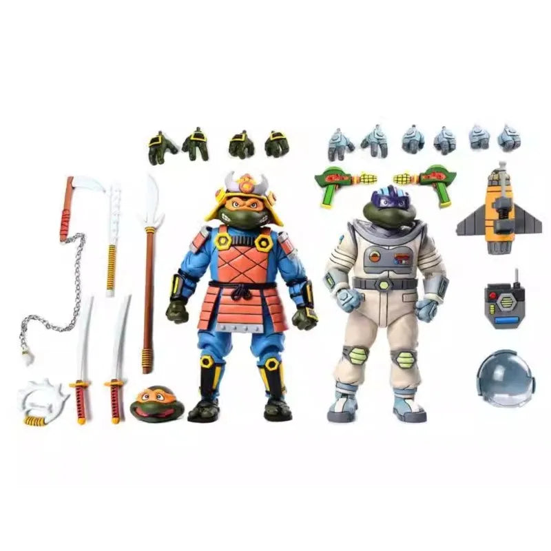 NECA 54345 Toys Teenage Mutant Ninja Turtles Cartoon Action Figure 2 Pack Space Adventure & Samurai Turtles 18 cm Original Doll