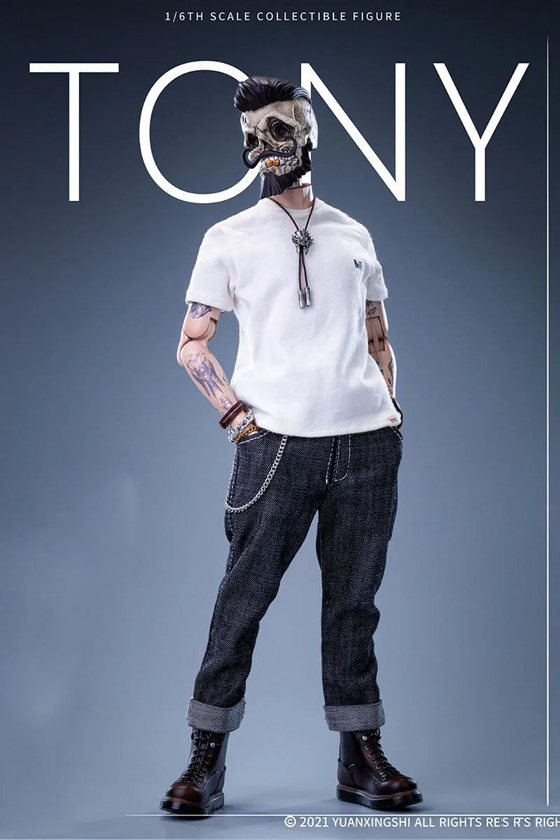 Original  Jc-001 1/6 Men Soldier Tony Vintage Oil Head Barber Tattoo Body Full Set 12" Action Figure Model Best Collection Gift