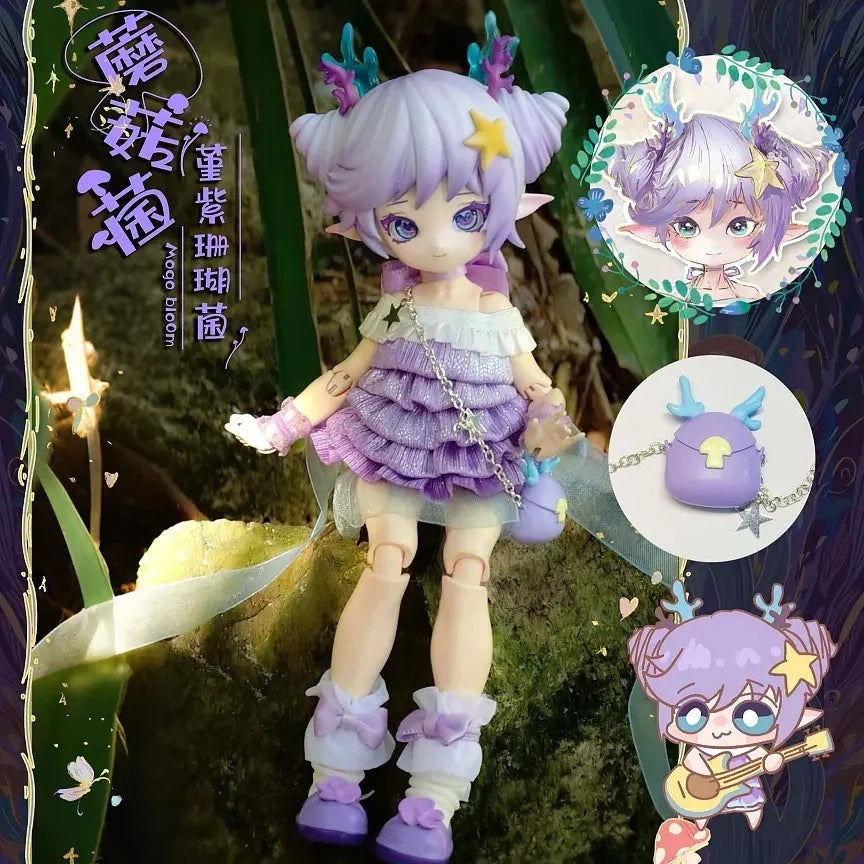 Original 1/12 Bjd Blind Box Mushroom Fungus Series Joint Movable Exquisite Desktop Action Figure Collectible Gifts Pre-Sale