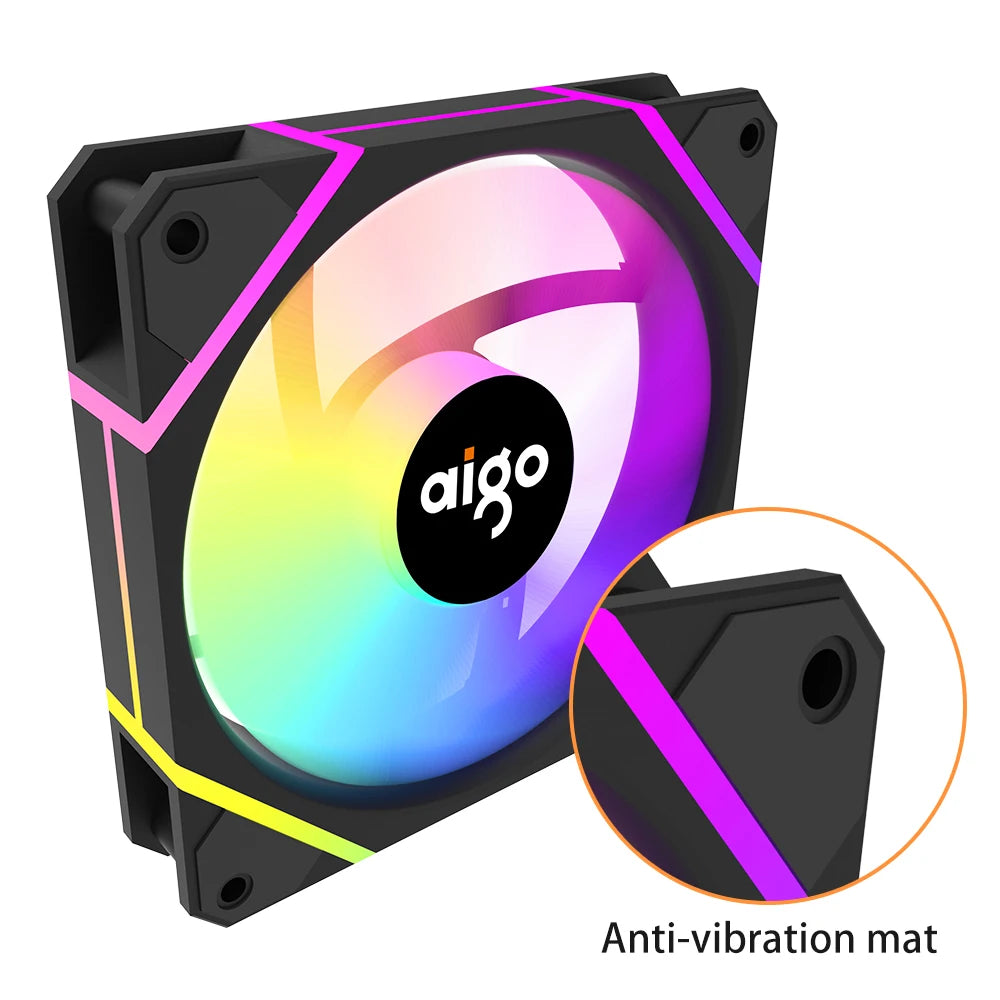 Aigo AM12 RGB-Lüfter für PC-Steuerung, 120-mm-Computergehäuse-Lüfter-Kit, 6-poliger Wasserkühler, CPU-Lüfter, Argb-12-cm-Lüfter