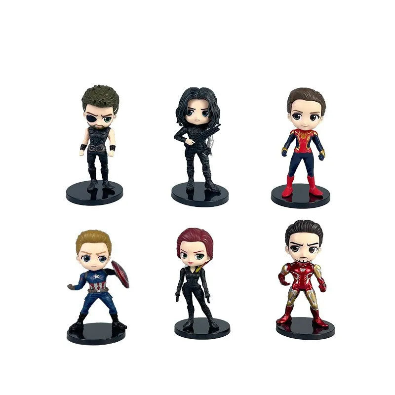 6pcs/set Marvel Avengers Black Panther Thanos Ironman Spiderman Captain American Hulk Figure Model Toys