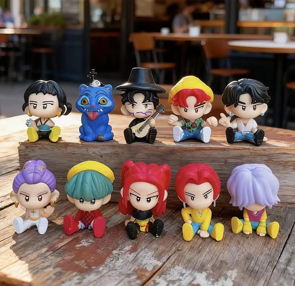 10pcs/Set K-pop Demon Hunters Anime Figure Toys Q Version Derpys Tiger Rumi Mira Zoey Sussy Figurine Doll Fans Christmas Gift