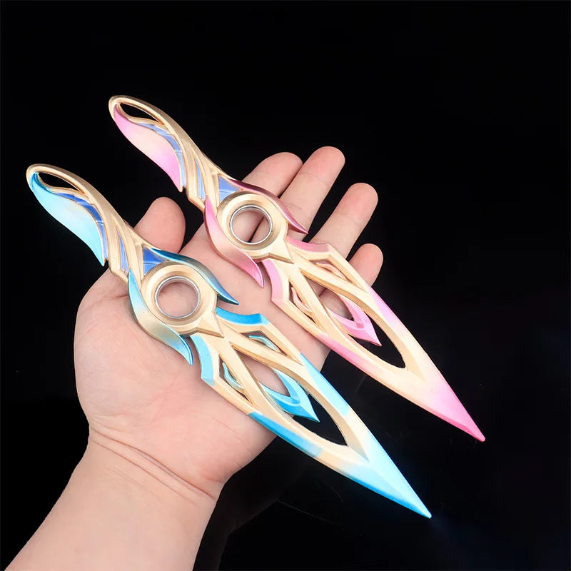 21cm Valorant Mystbloom Kunai Drehbares Champion Kunai Metallmodell Spiel Nahkampfschwert Waffe Figur Messer Spielzeug Jungen Geschenke