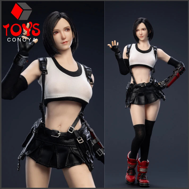 W TOYS 1/6 Scale Tifa Head Sculpt Clothes Set Model Fit 12'' TBL S10D Female Soldier Action Figure Body Dolls