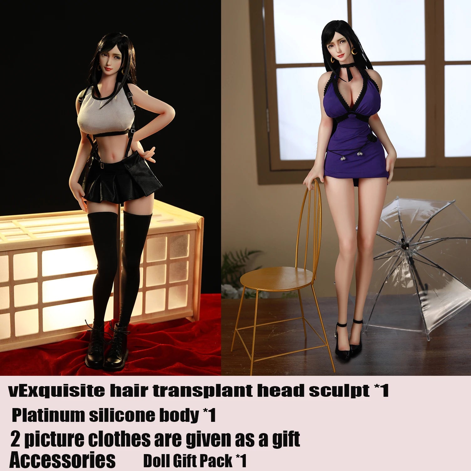 Die neueste Neuheit von MDL! – Tifa – Bewegliche Gelenke – 68 cm große Sammlerpuppe, Kopf-Upgrade mit Haartransplantation, Cosplay-Puppe