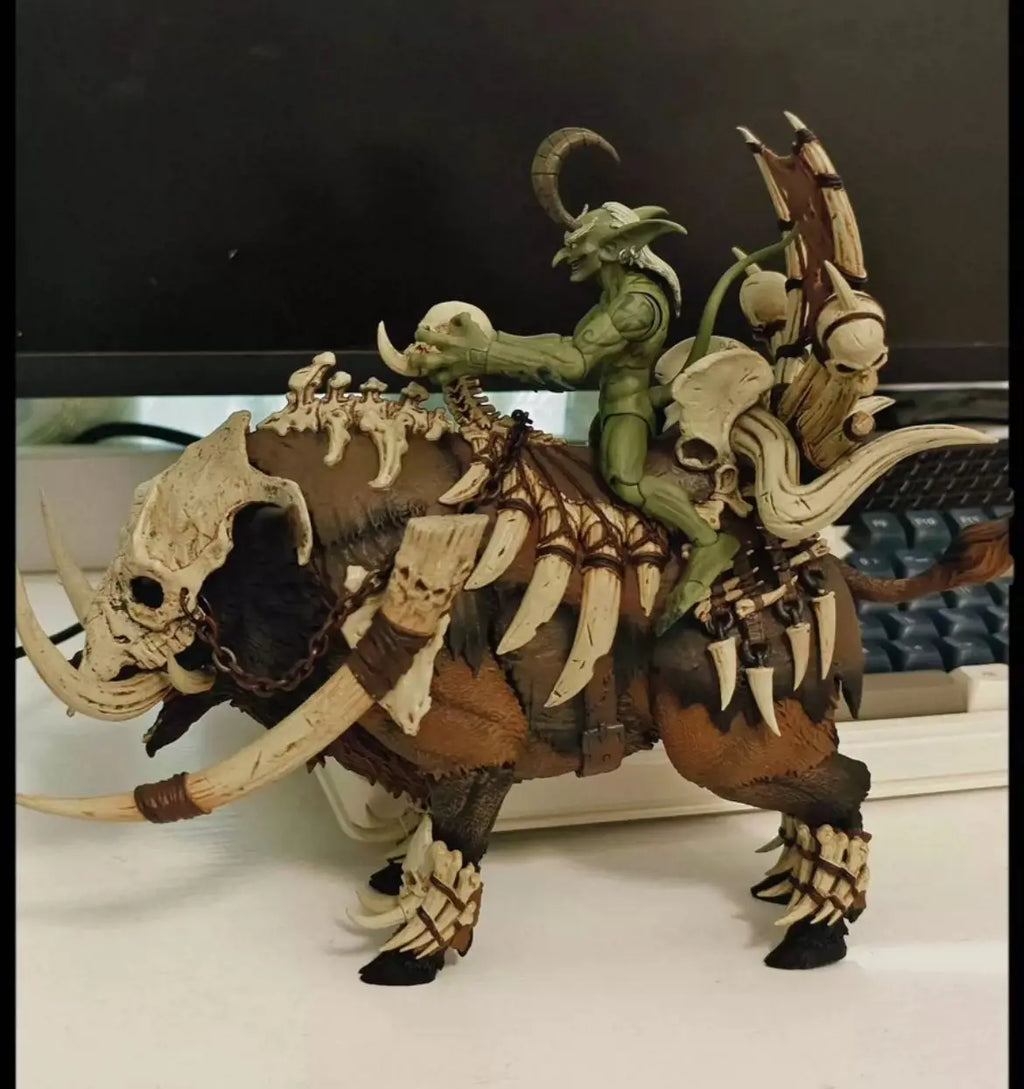 Official D20 Studio Giant Boar With Bone Spikes - 1/12 Scale Articulated Warboss Pig Mount Figure In Stock