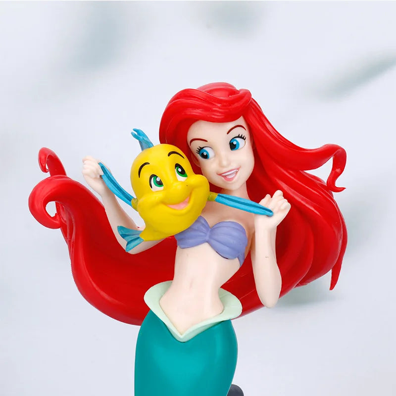 22cm Anime Disney Princess  Mermaid Ariel PVC Action Figures Model Car Cake Decorations Dolls Toys Kids Gifts