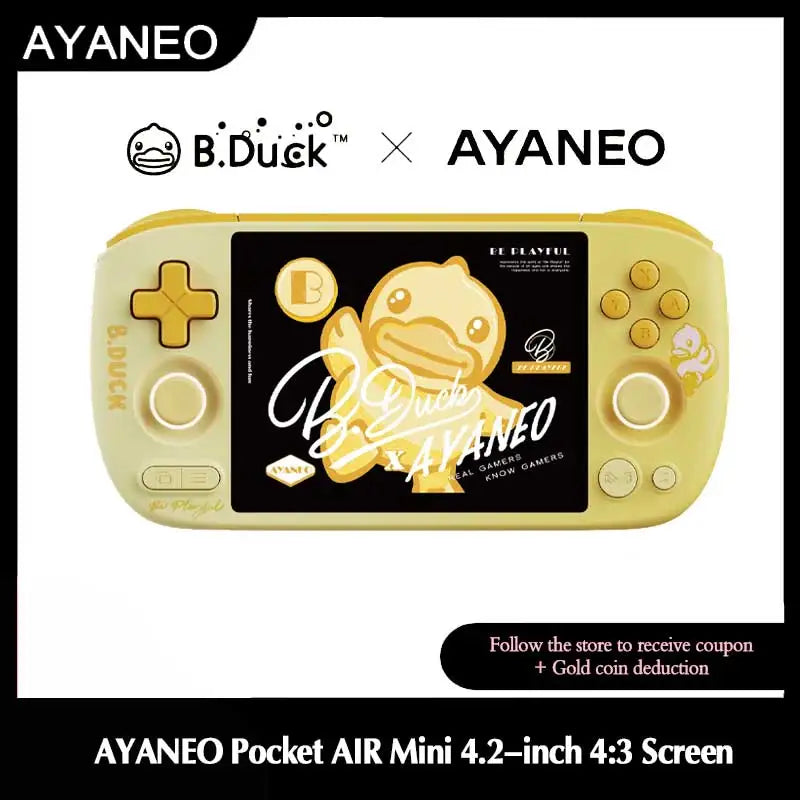 AYANEO Pocket AIR Mini x B.Duck Limited Edition Retro Handheld，Retro Pocket Console 4.2-inch 4:3 Screen with Hall Joysticks 64G