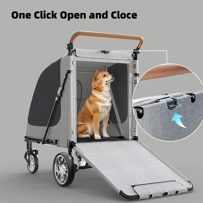 BELLO Large Pet Strollers Cart Dog Stroller Cart Folding Large Space Bearing 55KG Outgoing Pet Dog trolley
