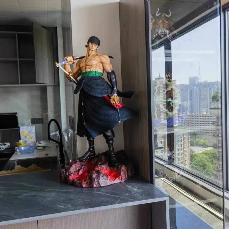 73 cm große Anime One Piece Roronoa Zoro Actionfigur aus PVC, Kampf-Statue, Roronoa Zoro Modell-Sammlerpuppe, Spielzeug für Jungen, Geschenk