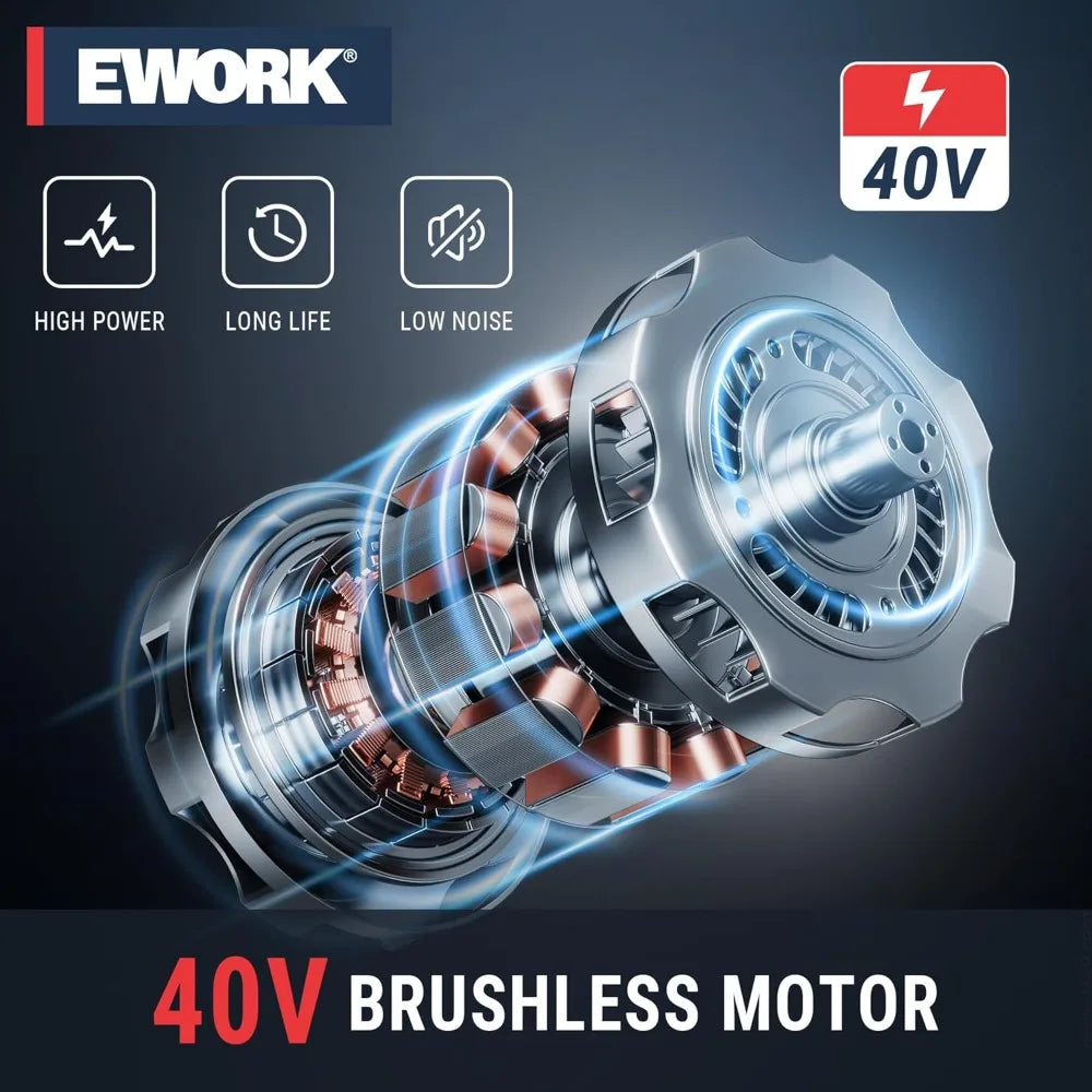 40V 13-Inch Electric Lawn Mower Cordless, Brushless Motor, 5 Height Adjustment with 2 x 20V 4.0Ah Batteries and Charger, Batter