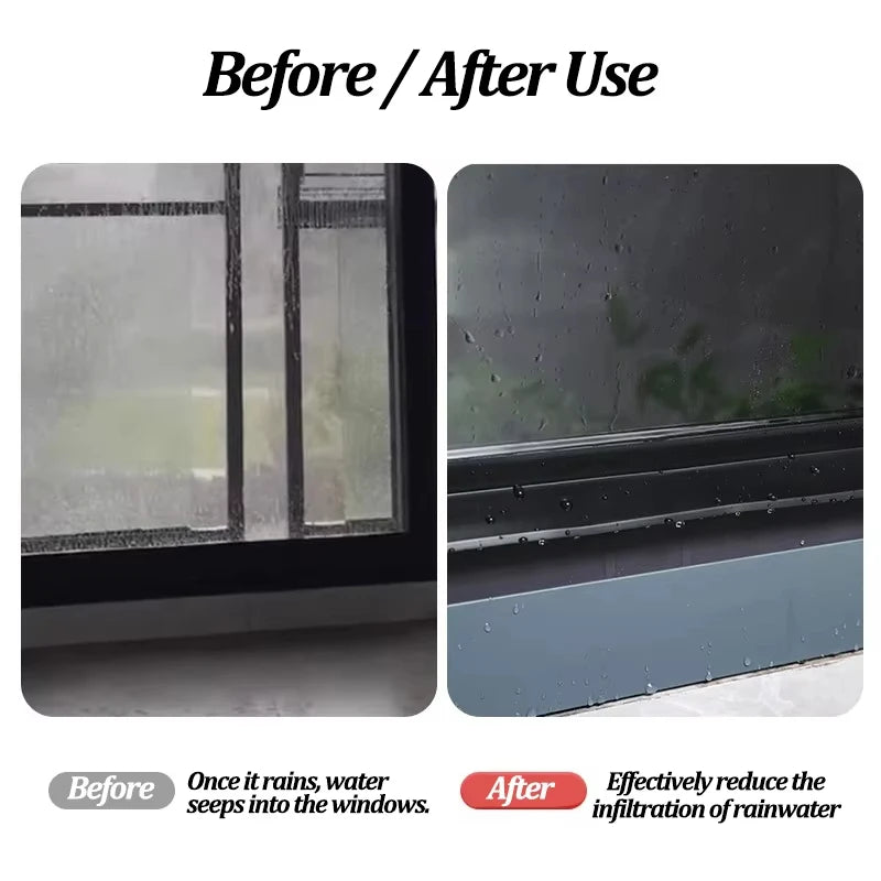 Home Window Water Blocking Bar Sliding Window Rain Weatherstrip Balcony Insulation Windproof Sealing Strip Flashing Board