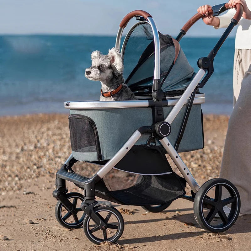 2025 New Strollers Dog Cat Lightweight Foldable Carrier Pet Portable Carrier Detachable Cat Dog Cage Pet Travel Trolley