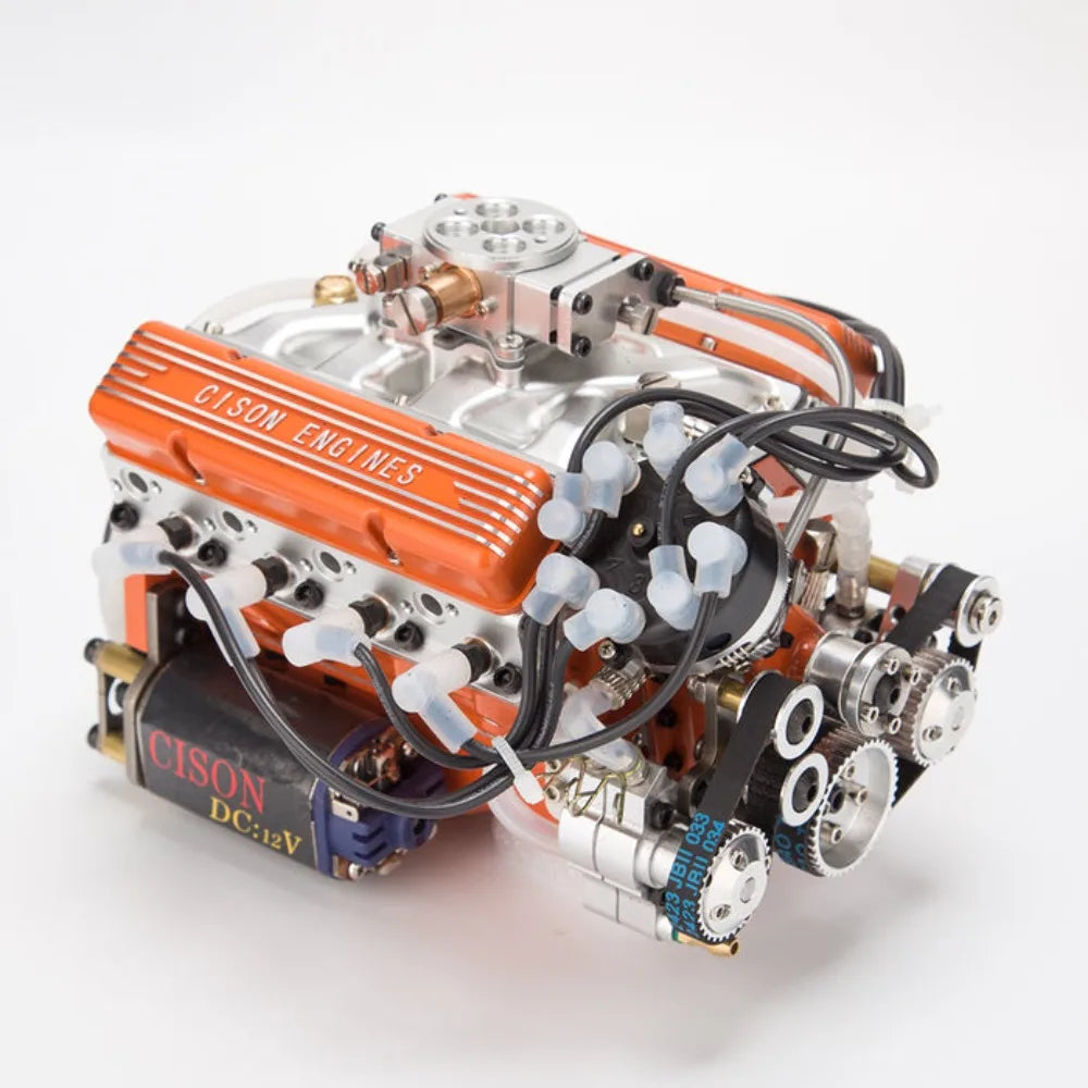 CISON V8 Engine 44CC 1/6 Scale Small Block Water Cooled Four Stroke Eight Cylinder Internal Combustion V8 Engine Model Kit