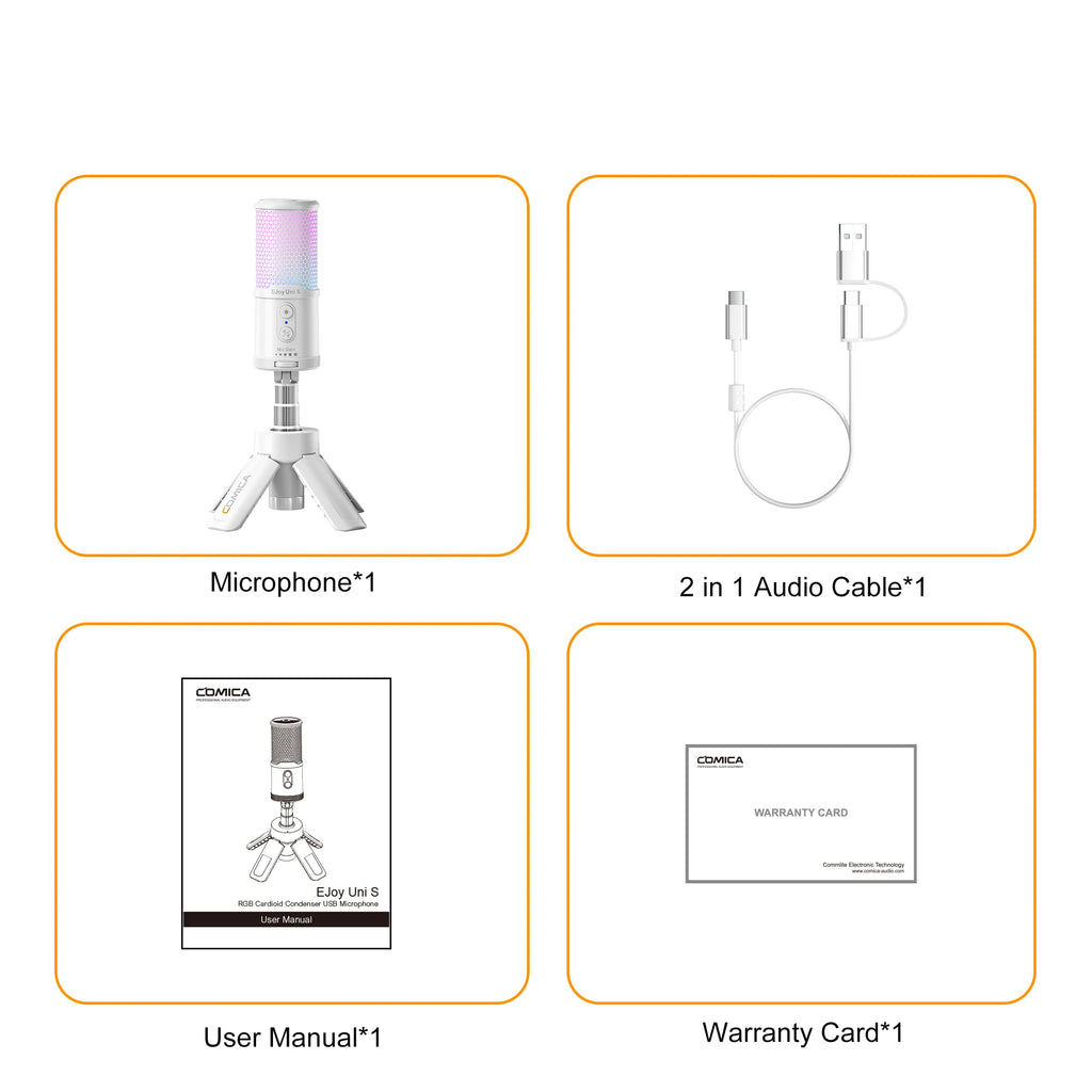 COMICA UNI S USB Gaming Microphone with RGB Condenser Mic with Gain Control Monitoring AI Denoise for PS4,PS5,PC for Streaming