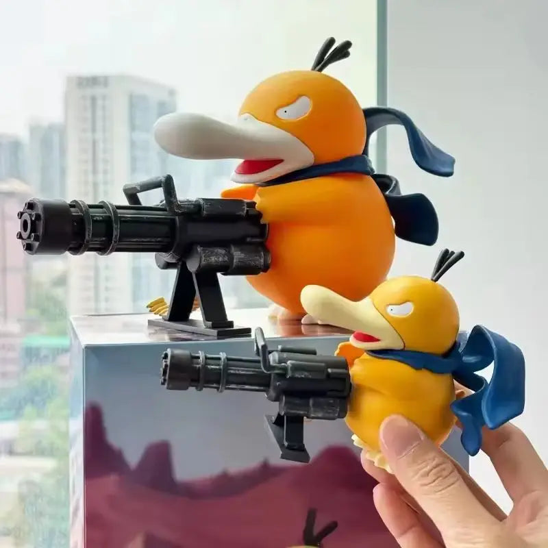 New Pokemon Serie Psyduck Gatling Gun Figure Toy Cute Duck Collection Creative Figurine Model Anime Peripheral Boys Gift