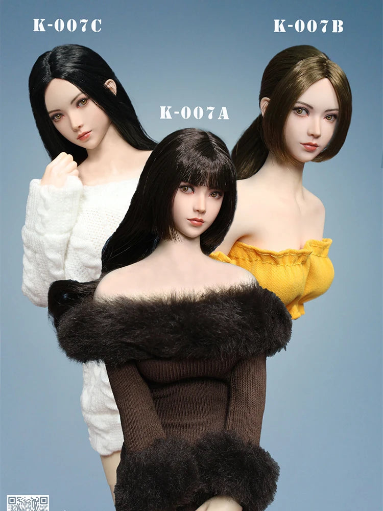 JKTOYS K007 1/6 Asiatisches Mädchen Milly Beauty Kopfskulptur mit beweglichen Augen, Modellspielzeug-Zubehör für 12" nahtlose Figurkörperdekorationen