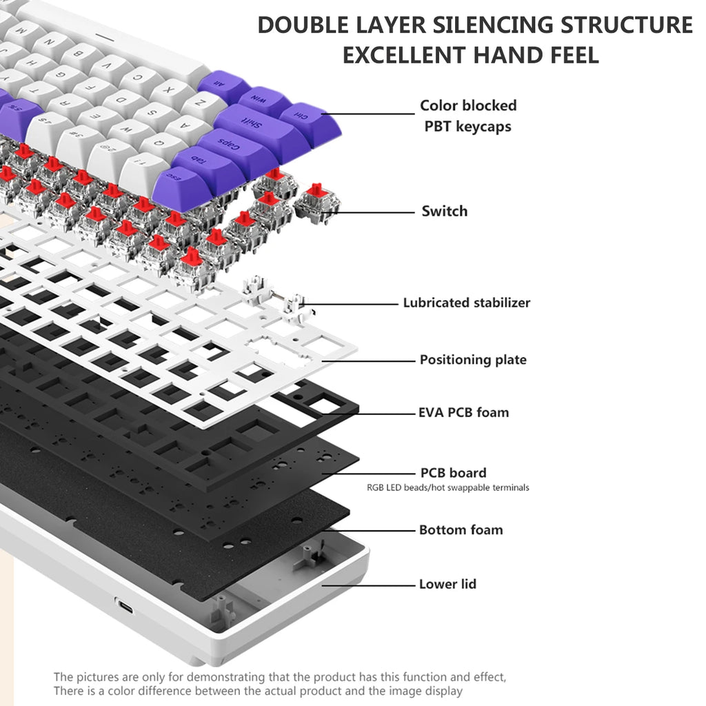 G68 Gaming Mechanical keyboard Wireless/Bluetooth Hot-Swappable 65% Keyboards Customized RGB Backlit for Gamer Tablet Computer