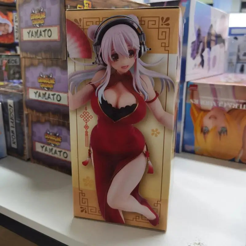 Genuine Original Furyu Super Sonico Trio Try It Figure Red China Dress Ver In Stock Anime Figure Model Collector Figurine Toys