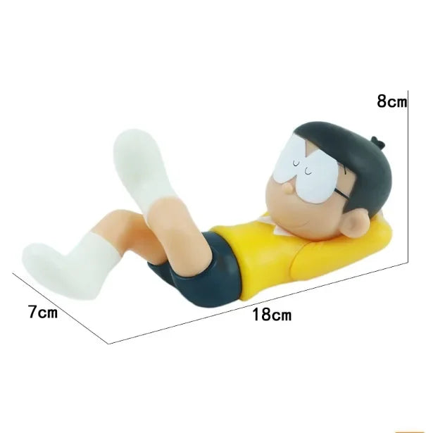 Anime Doraemon Nobita Nobi Sleep Car Decoration Kawaii Action Figure Blue Fat Collectible Model Toy Dolls Kid Birthday Gifts
