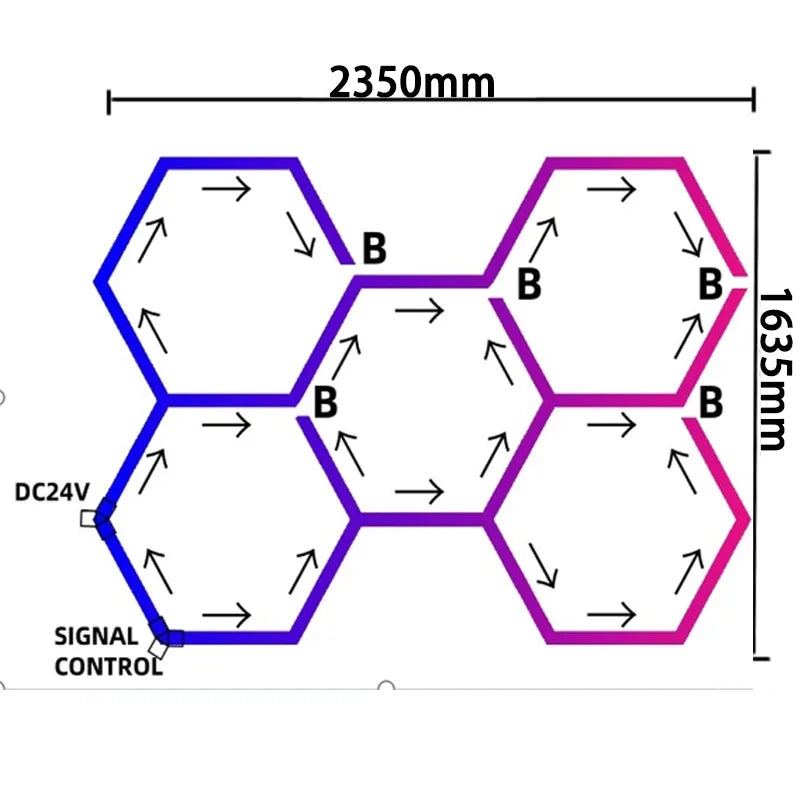 Hexagon Garage Lights RGB Garage LED Ligh APP Remote Control Multi Color Modes for Gaming Room Bar Club Gym Ceiling Lighting