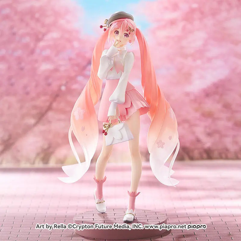 Genuine Gsc Hatsune Miku Smile Value 2025 Pop Up Parade Sakura Miku Anime Figure Collect Model Desktop Decoration Birthday Gift