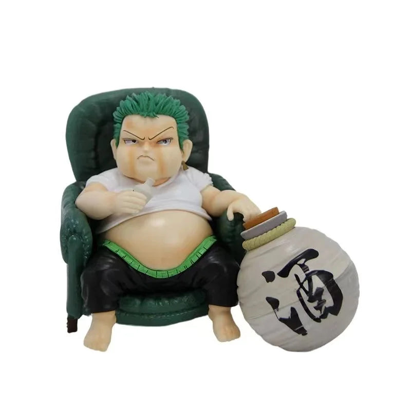 14CM Аниме One Piece Luffy Zoro Sanji Анимационна фигурка Диван Пиене Дебела къща Серия Играчки Подарък