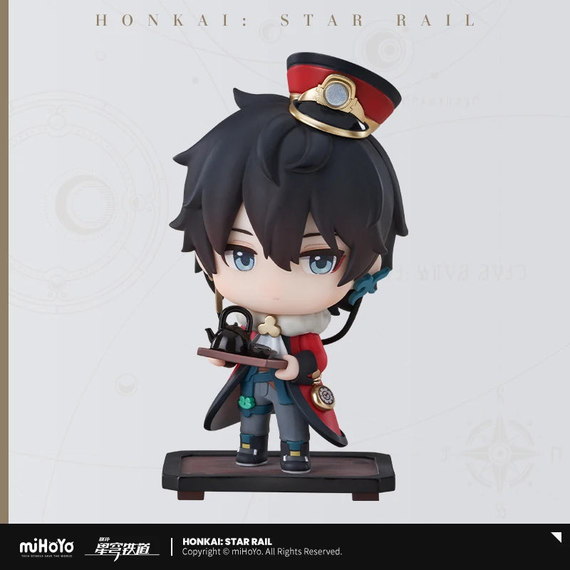 Honkai Star Rail Q Version Figure Train Welcome Tea Party Series Doll Dan Heng March 7th Action Figures Game Peripheral  Gift