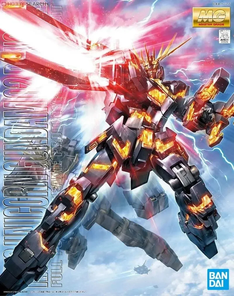 Original Bandai Anime Figure MG 1/100 RX-0 UNICORN GUNDAM-02 BANSHEE Assembly Anime Action Figures Collect Decorative Toys