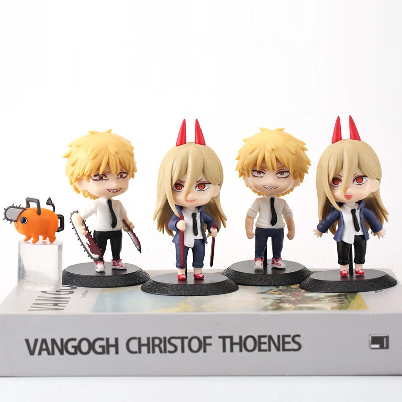 6pcs/set Anime Chainsaw Man Action Figurines Q Version Denji Power Figure PVC Model Doll Collection Children Toys Christmas Gift