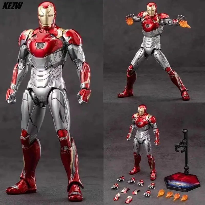 ZD Toys Marvel Iron Man MK2 Action Figure 18cm 20 Articulated Joints With Illuminated Charging Hall Of Armor Extra Hands