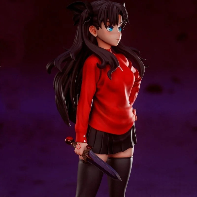 18 см Fate Tohsaka Rin Resin Gk Kit Небоядисана сива фигурка Несглобена 3D печат Миниатюрна статуя Направи си сам Аниме Кукла Модел Подаръци
