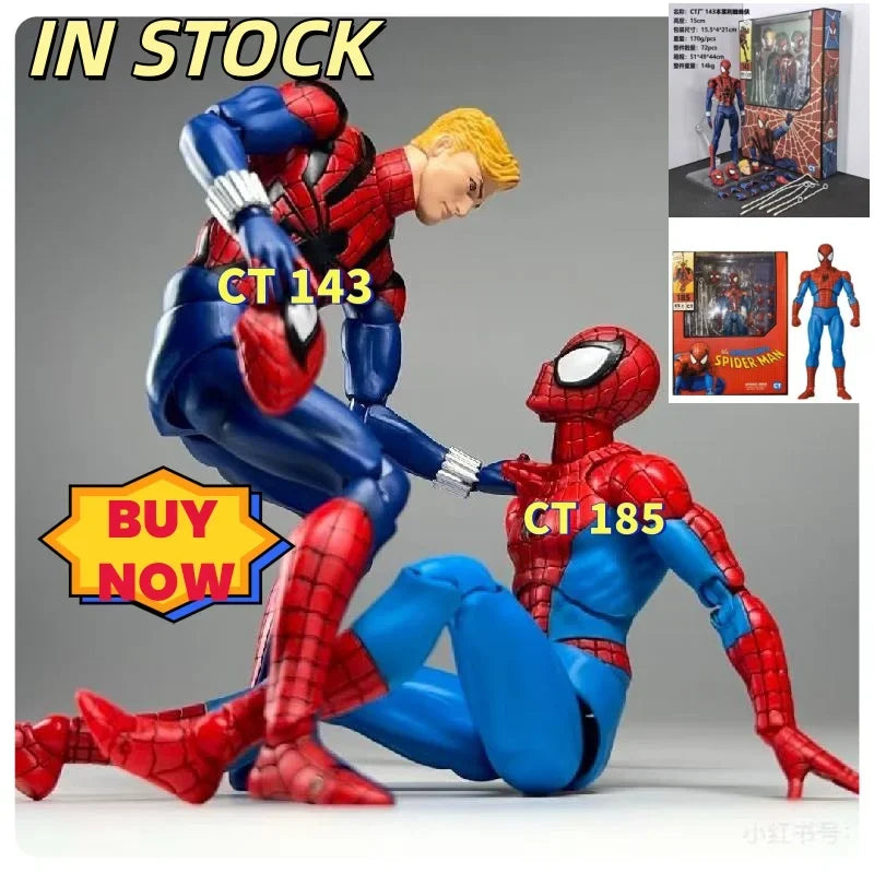 CT Mafex 185and143 Spiderman Action Figures Toys High Quality Spider Man Movable Statues Model Doll Collectible Ornaments Gifts