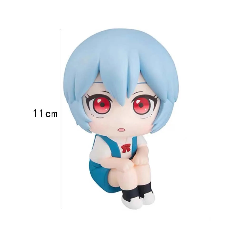 2 estilos, 11cm, Q Ver. Figura de cabeza grande de neón de Genesis Evangelion, modelo de Ayanami Rei Asuka, postura sentada, ado