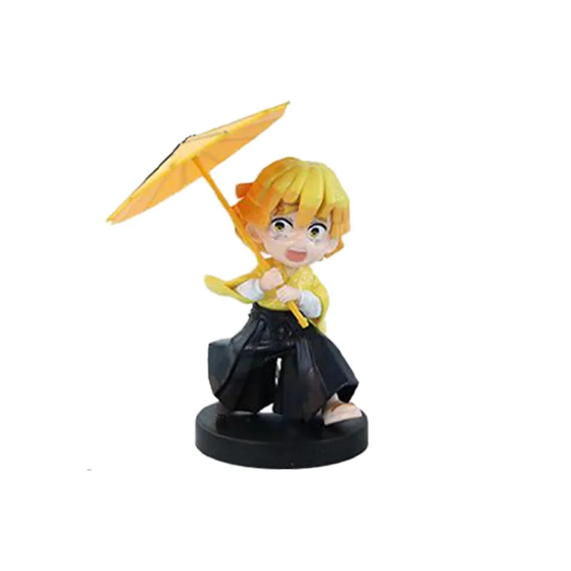 6pcs Q Version Demon Slayer Sitting Ghost Doll Tanjiro Nidouzi Inosuke Zenizu Toy Figural PVC Model Gift