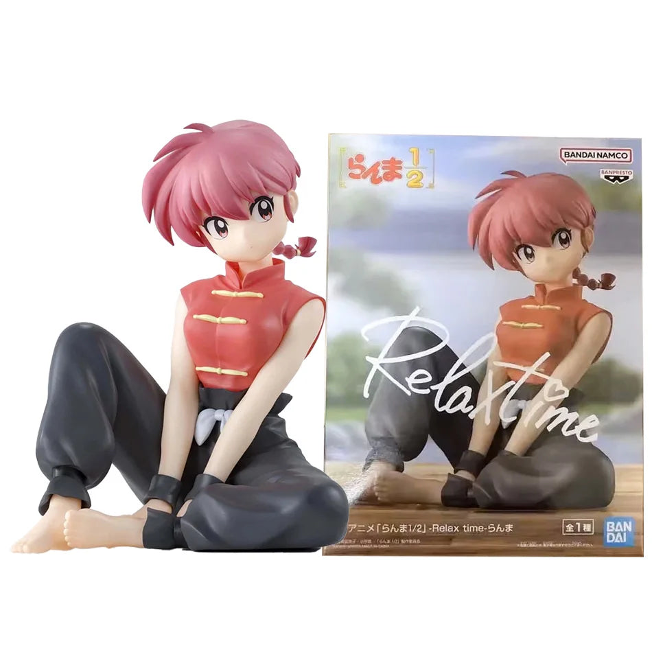Original BANDAI BANPRESTO Ranma 1/2 Ranma Akane Tendo Shampoo Relax time Anime Figure Toys PVC Model Collection Doll Gift