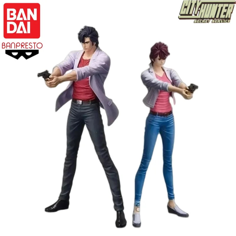 In Stock Bandai Banpresto Original City Hunter Saeba Ryo and Makimura Kaori Garage Model Toys Statue Collectible Ornaments