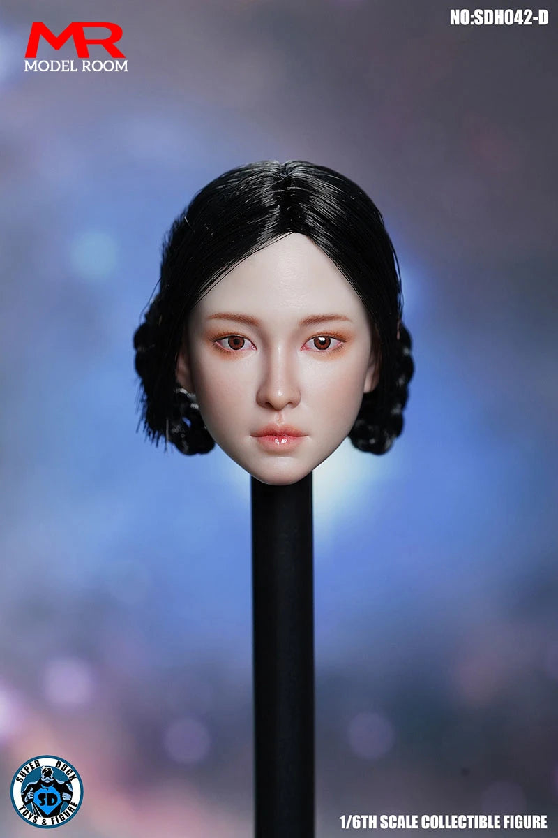 SUPER DUCK SDH042 1/6 Asian Beauty Head Sculpt Carving Model Fit 12'' TBL Female Soldier Suntan Action Figure Body