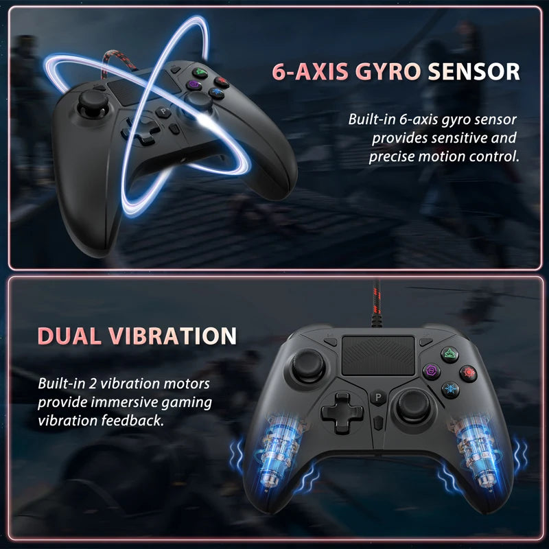 Controller for PS5/4/PC Console Gamepad Wired Rocker Turbo Dual Sense Vibrate Joystick Gaming Remote Control Handle Controllers