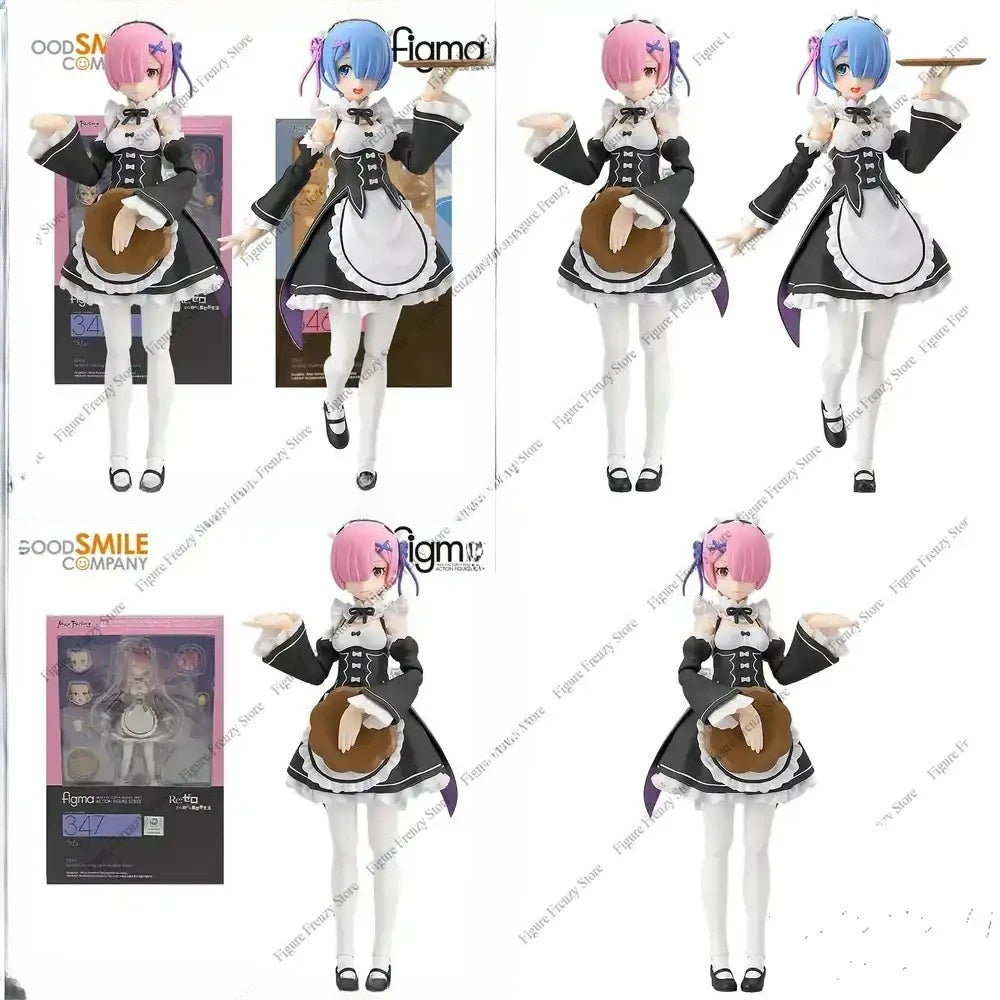 Special Offer GSC Original FIGMA Lahm and Rem 130mm Anime Action Figures Set Collectible Toy for Boys Christmas Gift