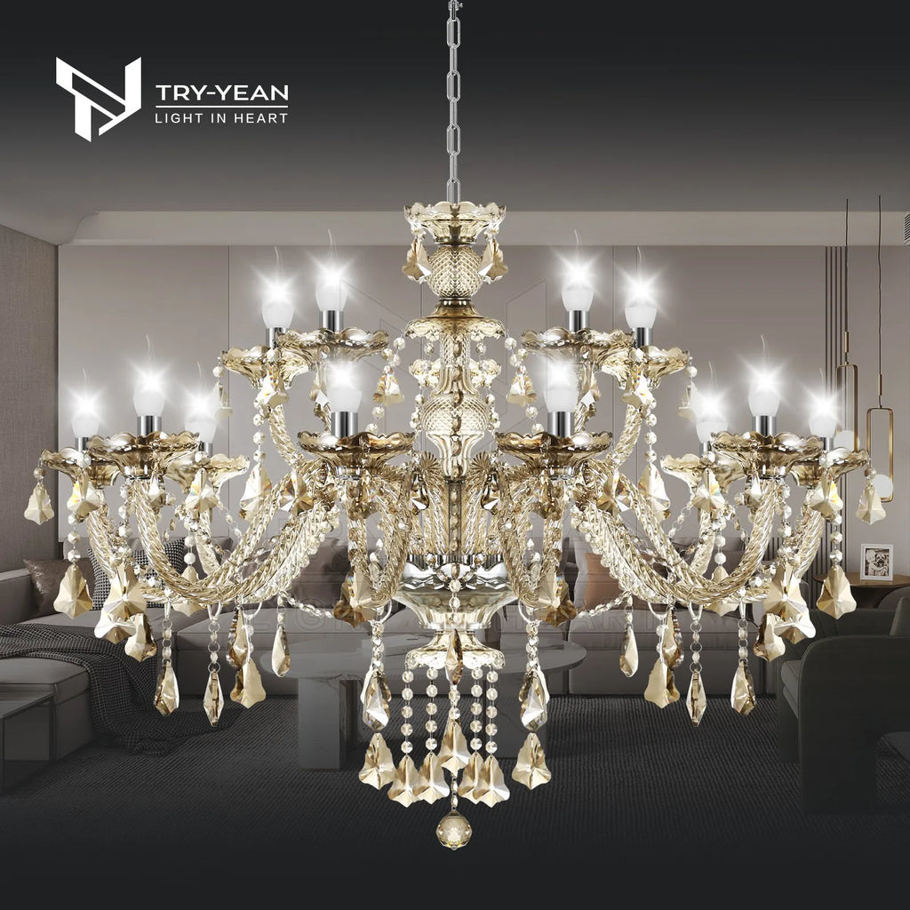 15 Arms Chandelier Pendant Chandelier Crystal E14 Chandelier Bedroom Modern K9 Crystal For Living Room Corridor Saloon Hall