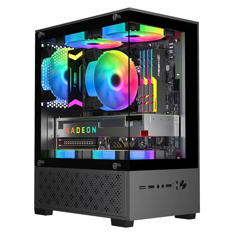 X2 PC Case Sea View Room Gaming Computer Desktop M-ATX ITX Motherboard Double-Sided Tempered Glass PC Gamer Cabinet